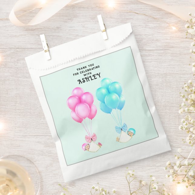 Twins Baby Shower Thank You Favour Bag (Clipped)