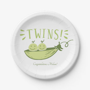 Twins Baby Shower Two Peas in a Pod Paper Plate