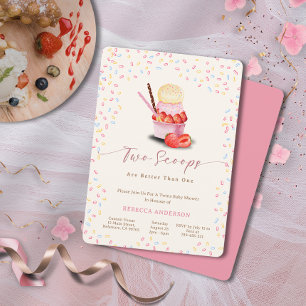 Twins Baby Shower   Two Scoops Are Better Than One Invitation