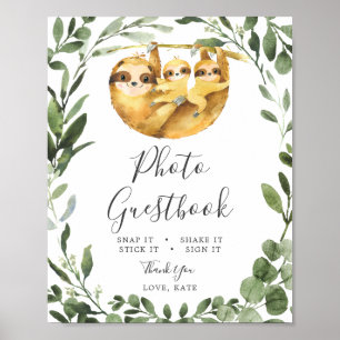 Twins Baby Sloth Baby Shower Photo Guestbook Sign