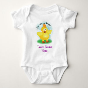 Twins Baby tee shirt with cute baby chick