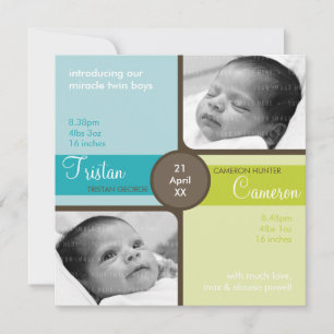 TWINS BABY THANK YOU :: cherished 2SQ Announcement