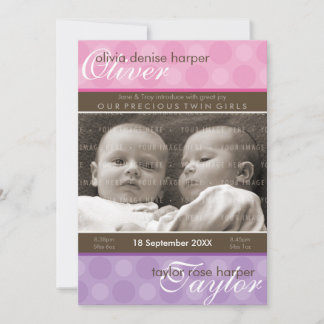 TWINS BABY THANK YOU :: harmony 4P Card