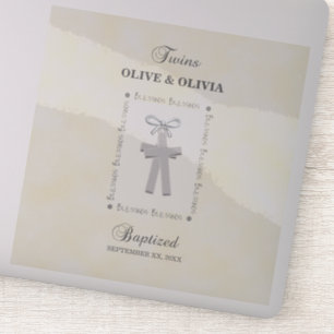 Twins Baptism on Yellow 2 Crosses Personalised