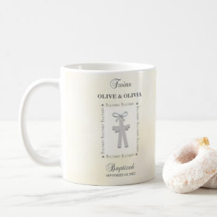 Twins Baptism on Yellow 2 Crosses Personalised Coffee Mug