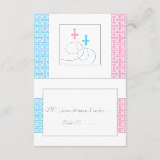 Twins Baptism Table Place Card | You Fold