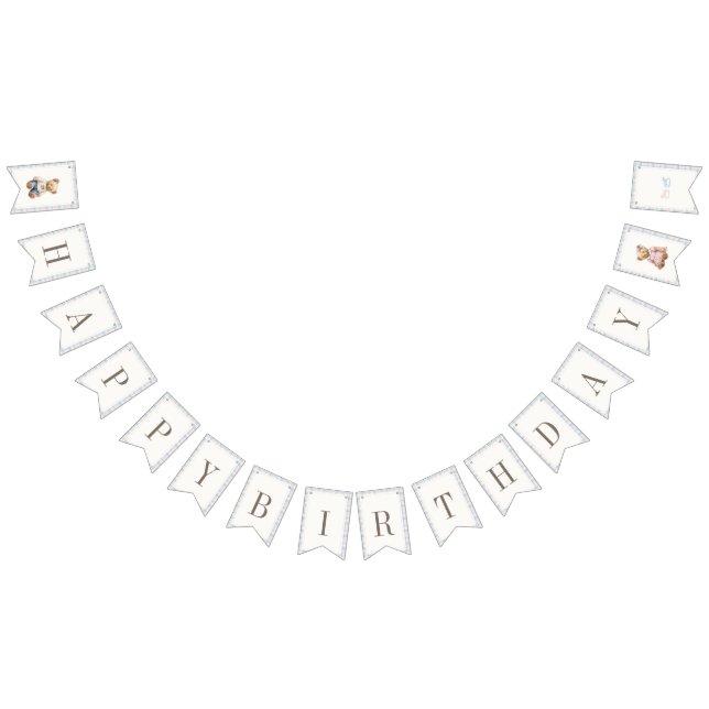 Twins Beary First Happy Birthday Bunting (All)