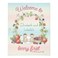 Twins Berry First 1st Birthday Party Poster