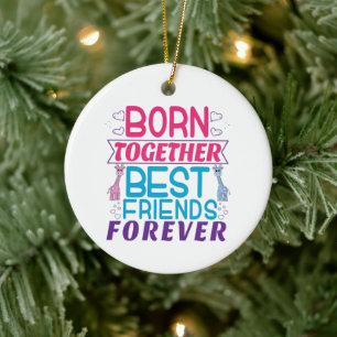 Twins Best Friends Forever - Boy and Girl Ceramic Ornament
