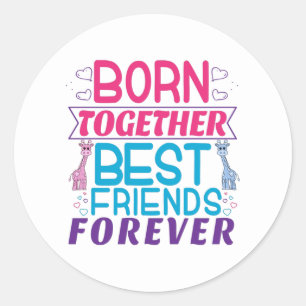 Twins Best Friends Forever - Boy and Girl Classic Round Sticker