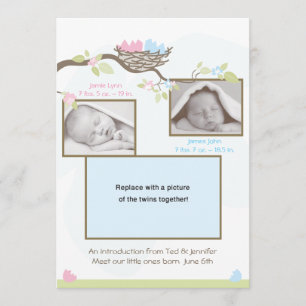 Twins Birth Announcement - Baby Boy & Girl