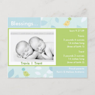 Twins Birth Announcement photo card