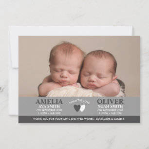 Twins birth announcement/thank you card