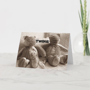 TWINS BIRTH DOUBLE FUN, JOY AND LOVE CONGRATS CARD