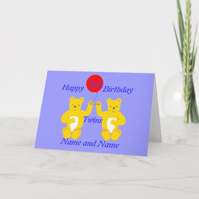 Twins Birthday Boys Card (Front)