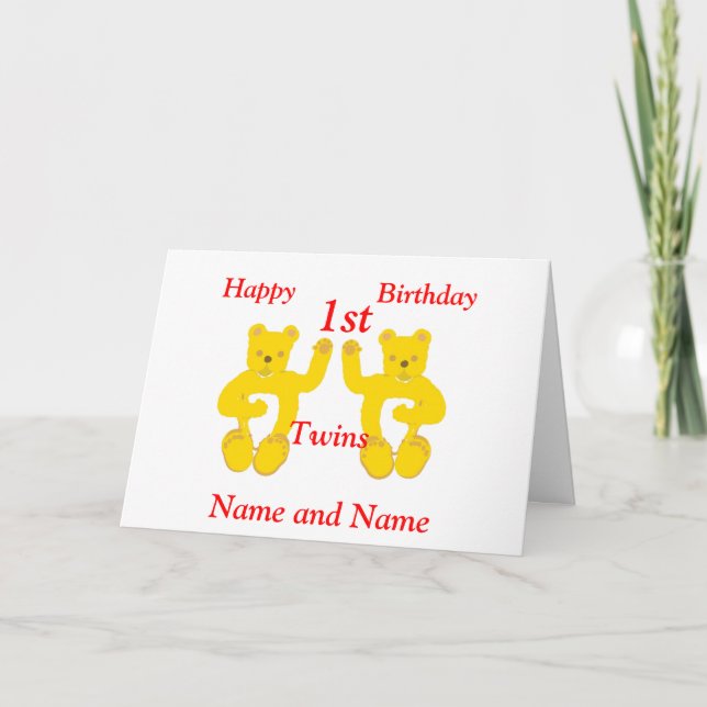 Twins Birthday Card Add names (Front)