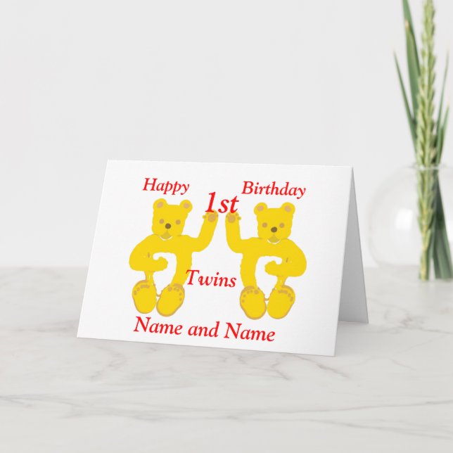 Twins Birthday Card Add names age (Front)