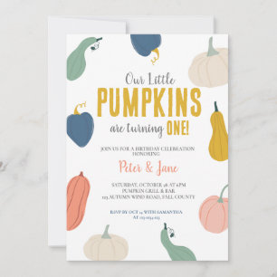 Twins Birthday invitation, Fall Pumpkin Party Invitation