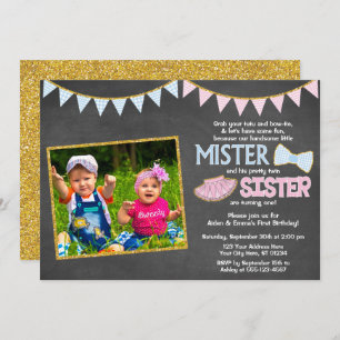 Twins Birthday Invitation   Mister and Sister