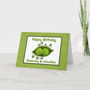 Twins Birthday, Two Peas In A Pod Personalised Card