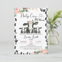 Twins Black White Cow Calves Floral Baby Shower