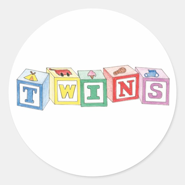 Twins Blocks Graphic Classic Round Sticker (Front)