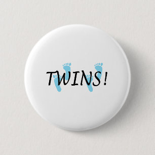 Twins (Blue Footprints) 6 Cm Round Badge