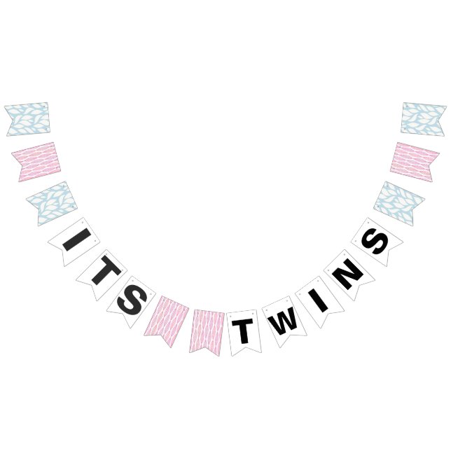 Twins Blue Pink Baby Shower Bunting Flags (All)