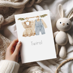 Twins Boho Baby Congratulations Card