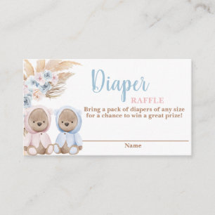 Twins Boho Bear Diaper Raffle Card