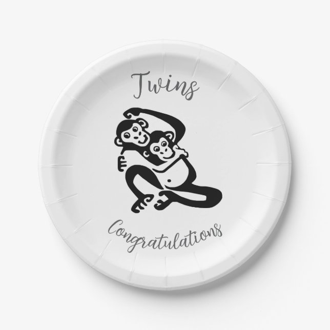 Twins - Bonobo - Congratulations -  Paper Plate (Front)