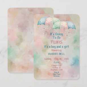 Twins Boy and Girl Baby Shower Invitation