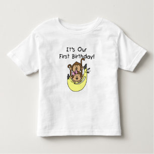 Twins - Boy and Girl Monkey 1st Birthday Toddler T-Shirt