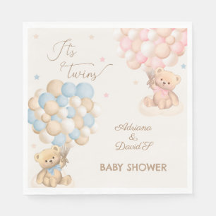 Twins Boy and Girl Pink Blue Baby Shower Napkin