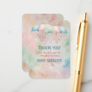 Twins Boy and Girl Shower Thank You Card