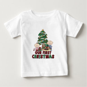 Twins Boy & Girl first Christmas Baby T-Shirt