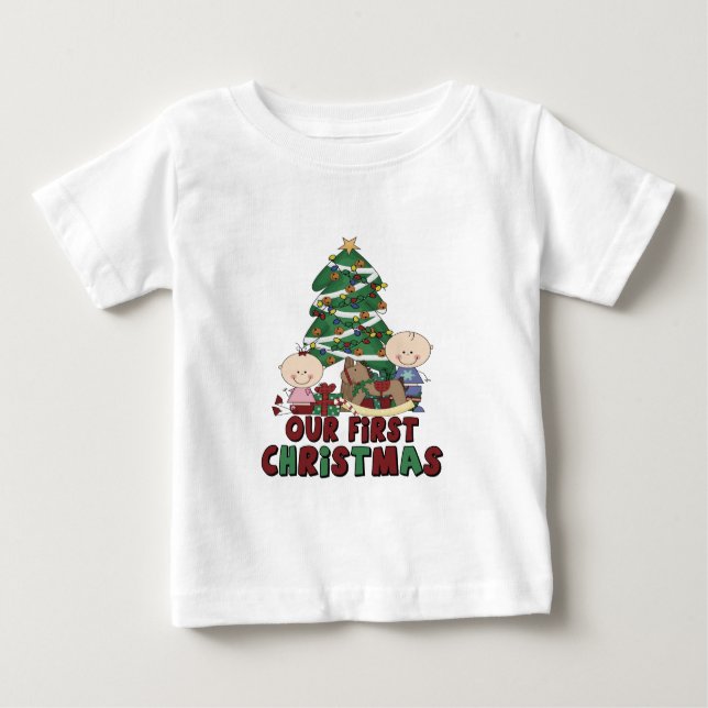 Twins Boy & Girl first Christmas Baby T-Shirt (Front)