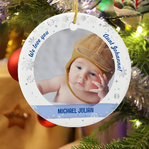 Twins Boy Girl Photos Aunt First Christmas Baby Ceramic Ornament