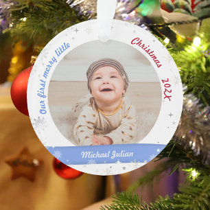 Twins Boys 2 Photos First Merry Little Christmas Ornament