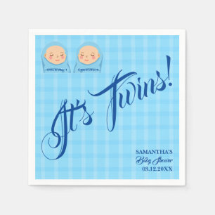 Twins Boys Baby Shower Party Blue. Napkins