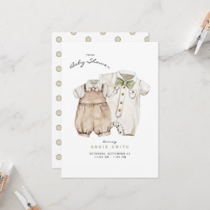 Twins Boys Cute Clothes Baby Shower Invitation
