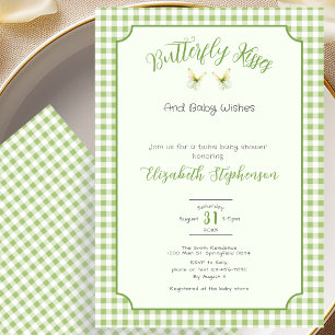 Twins Butterfly Kisses and Baby Wishes Baby Shower Invitation