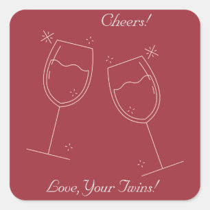 Twins Cheers Their Mum Square Sticker