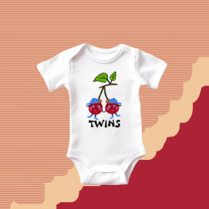Twins cherries  baby bodysuit