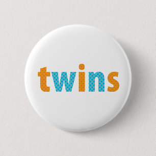 TWINS COLLECTION - boys {orange + aqua} 6 Cm Round Badge
