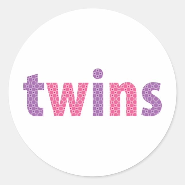 TWINS COLLECTION - girls {violet + pink} Classic Round Sticker (Front)