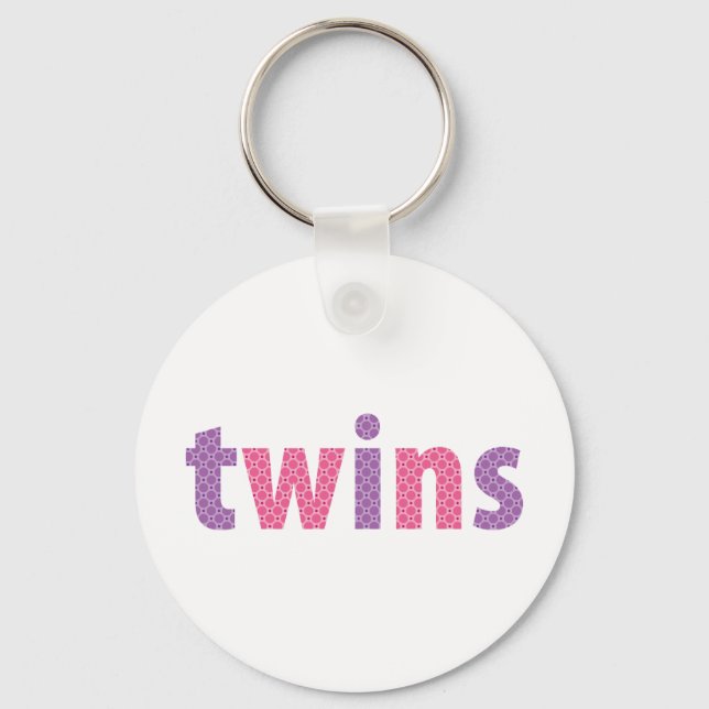 TWINS COLLECTION - girls {violet + pink} Key Ring (Front)