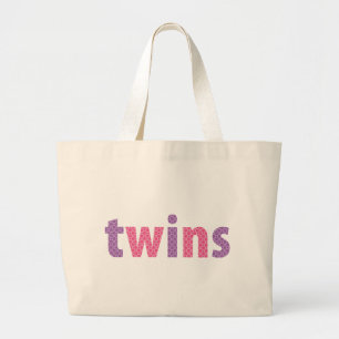 TWINS COLLECTION - girls {violet + pink} Large Tote Bag