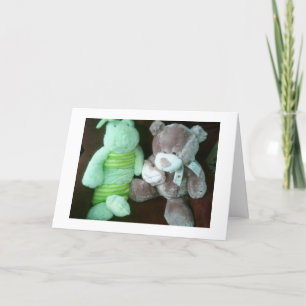 TWINS CONGRATULATIONS with 2 STUFFED ANIMALS Card