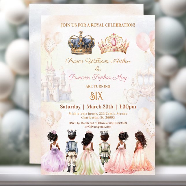 Twins Dark Skin Prince Princess Crown Royal Invitation (Twins Dark Skin Prince Princess Crown Royal Invitation)